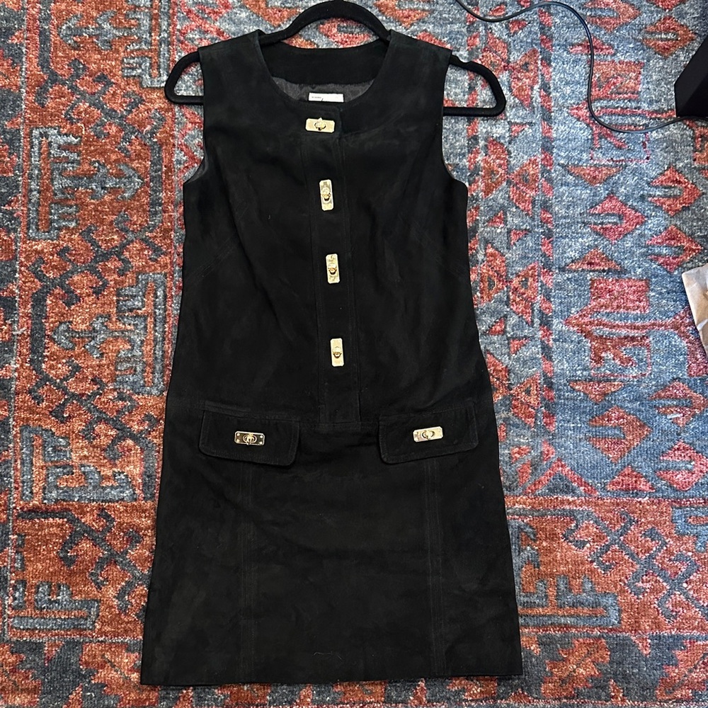 Elegant Black 100% Suede dress